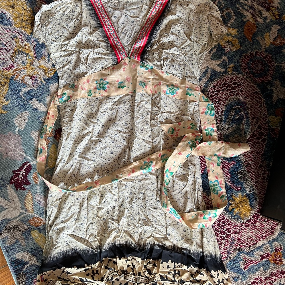 Multi print silk tunic